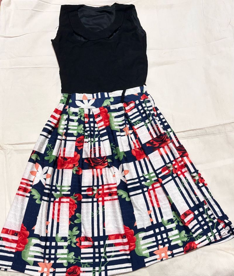 black Floral Printed Dress
