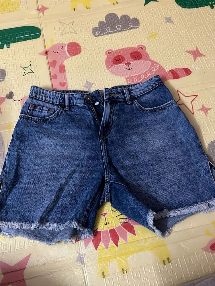 Blue Denim Cut-Off Shorts