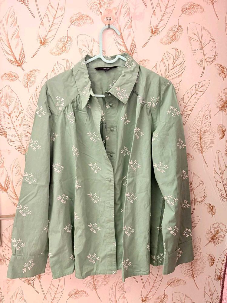 vero moda Green Embroidered Button-Up Shirt
