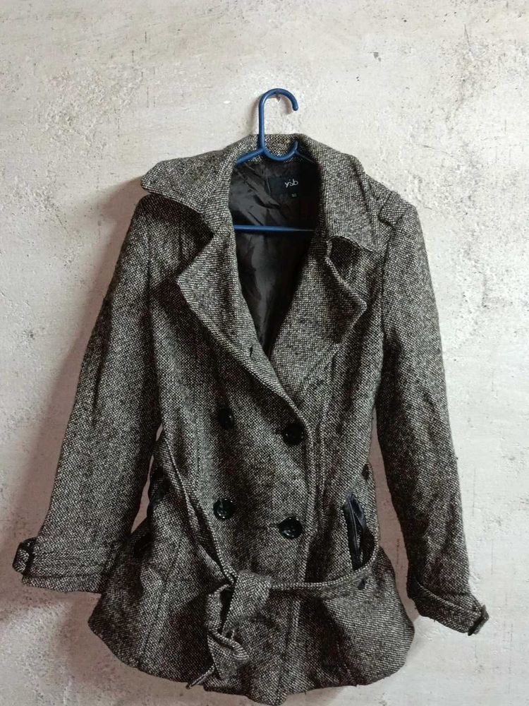 Stylish Women's Tweed Double-Breasted Coat