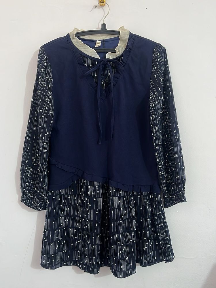 Navy Blue Polka Dot Dress