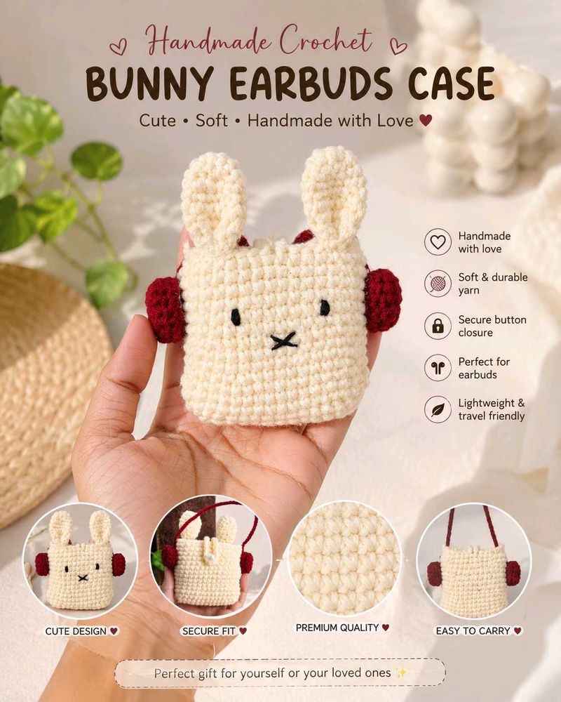 ✨ Handmade Crochet Bunny Earbuds Case 🐰| urgent s