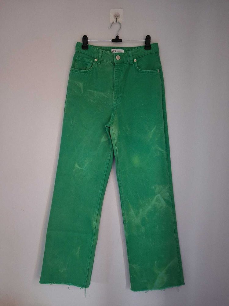 Zara Marble Wash Wide Leg Jeans