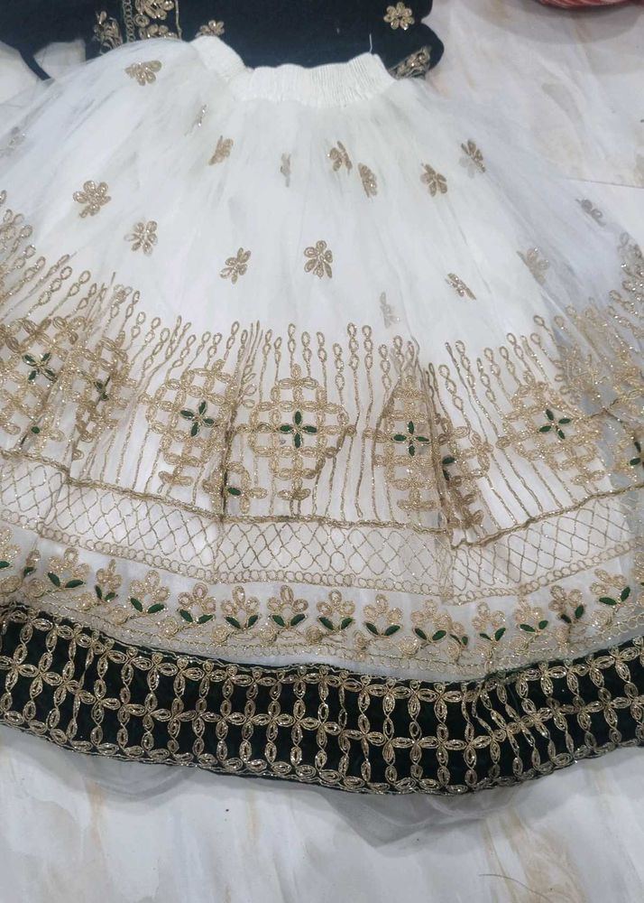 Elegant White &amp; Gold Lehenga