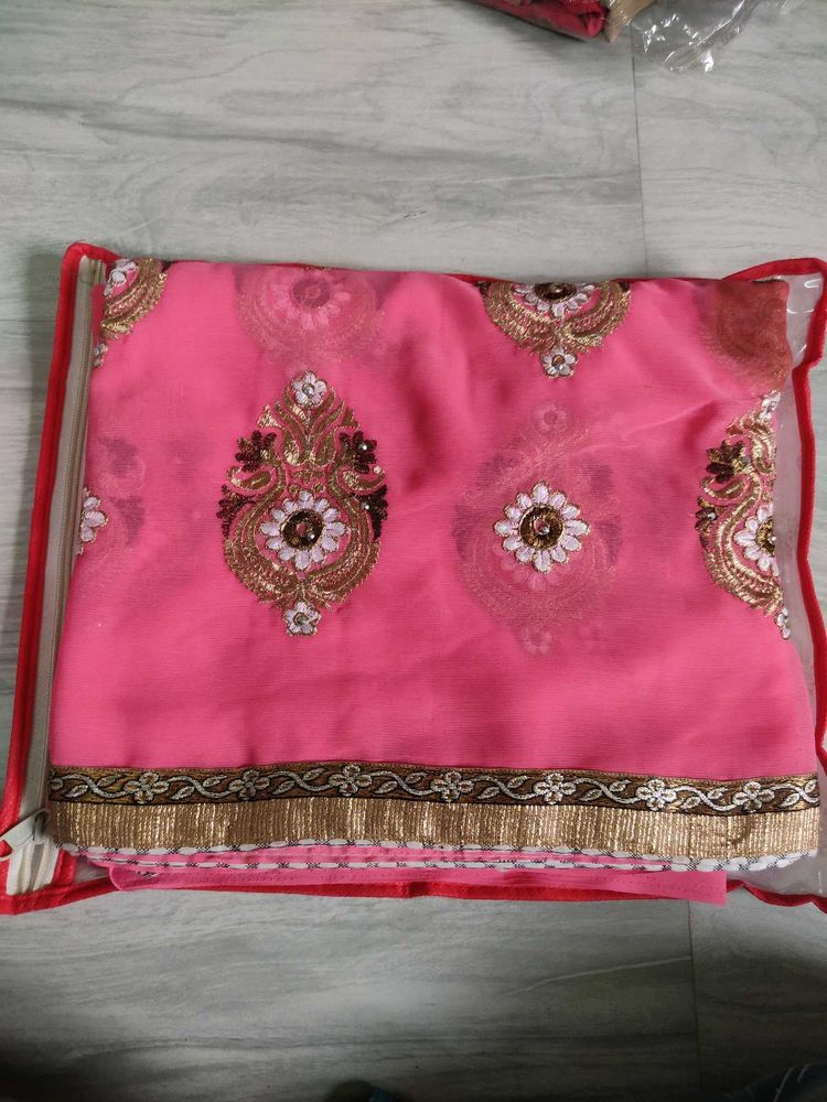 Beautiful Pink Embroidered Saree