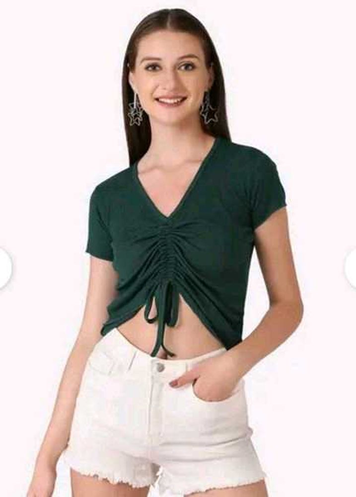 Stylish Ruched V-Neck Crop Top
