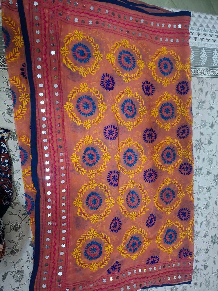 Embroidered Dupatta with Mirror Work