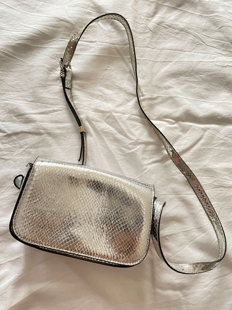 Silver Snake Crossbody Bag