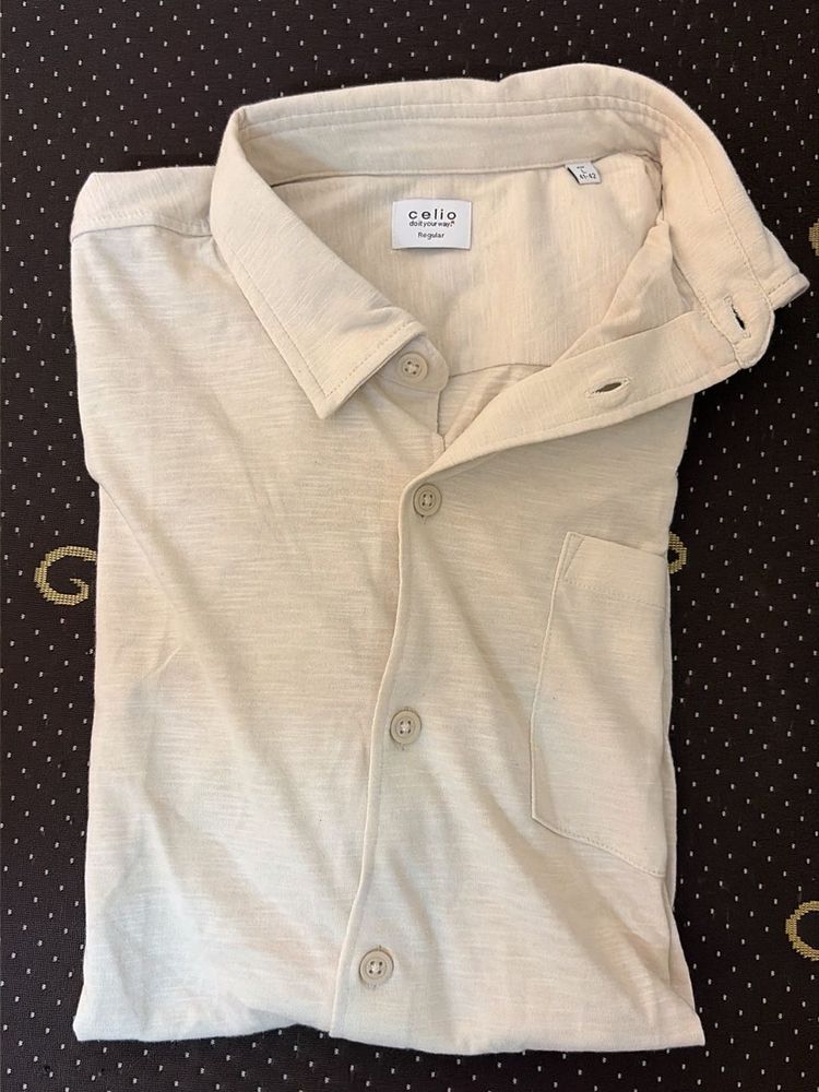 Celio Men's Cream Casual Shirt