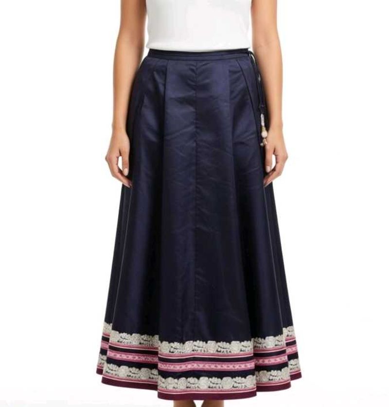 Beautiful Designer Heavy Border Cotton Silk Flared