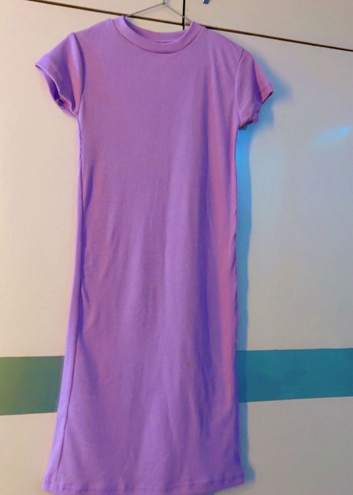 Lavender Ribbed T-Shirt Dress