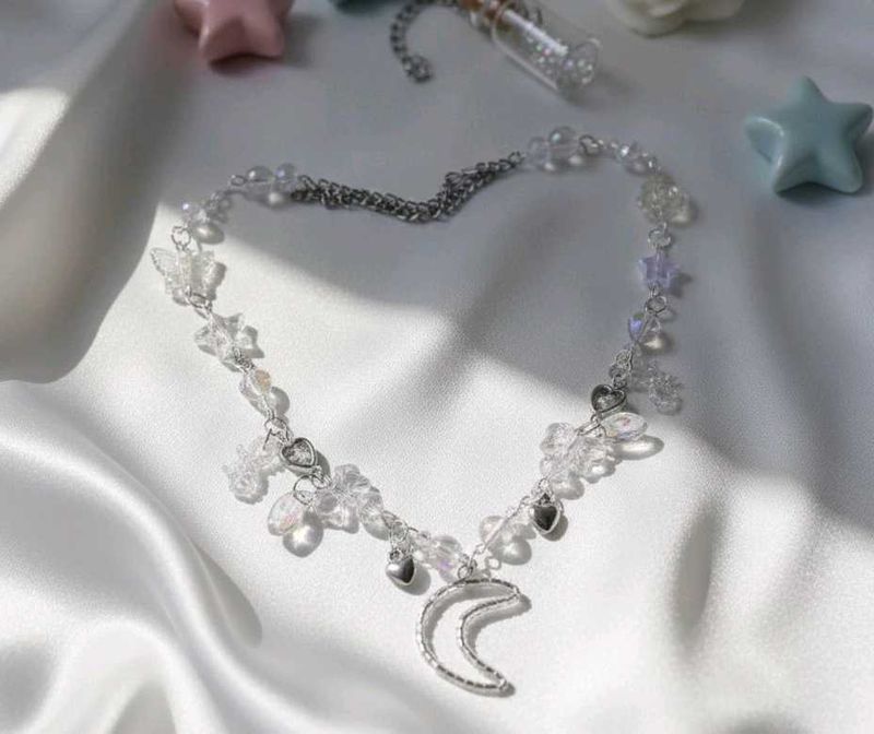 y2k Celestial Moon &amp; Star Necklace