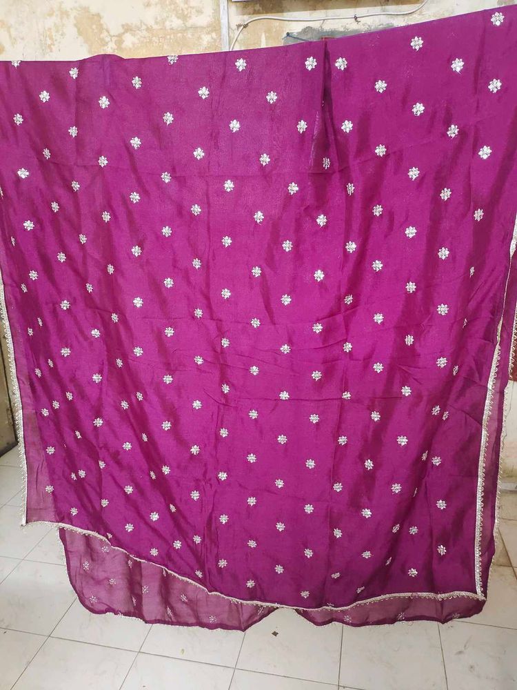 Embroidered Silk Dupatta