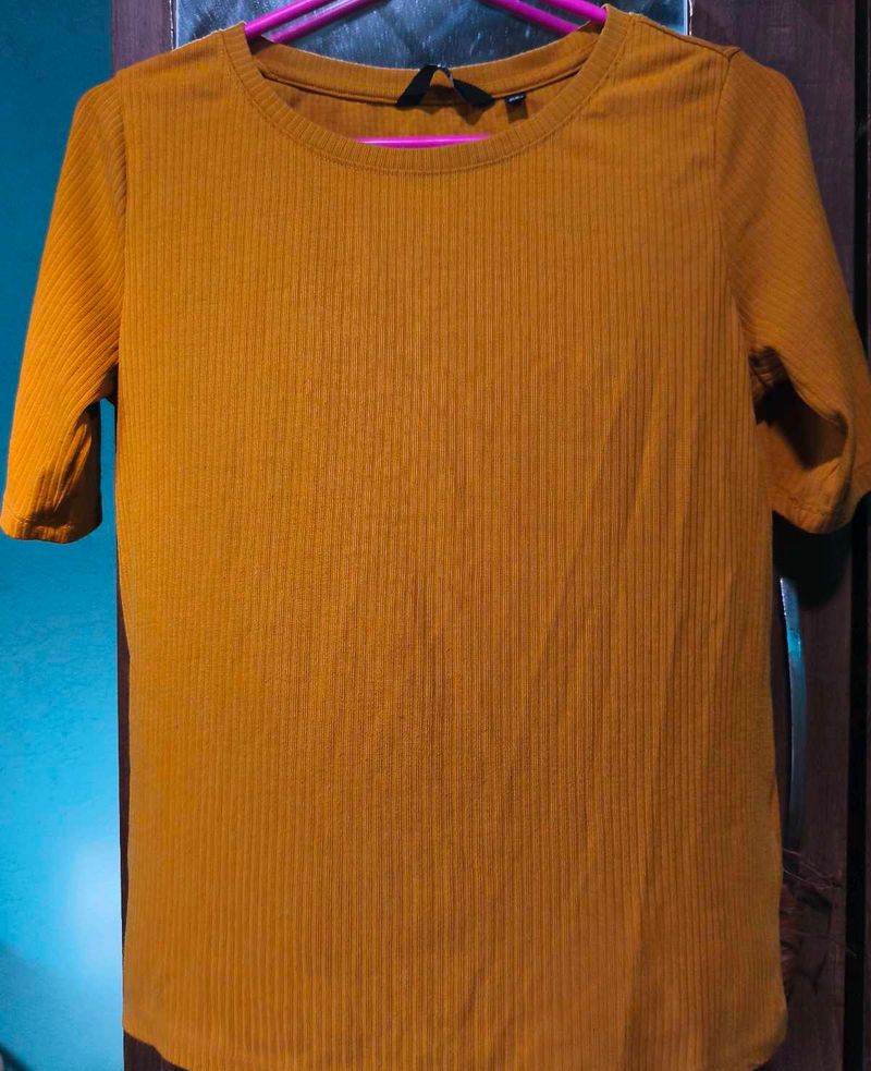 Mustard Yellow Ribbed Top