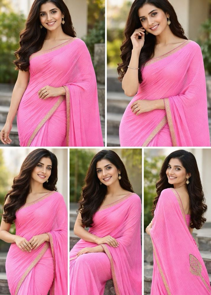 Elegant Pink Saree Very Light Weight