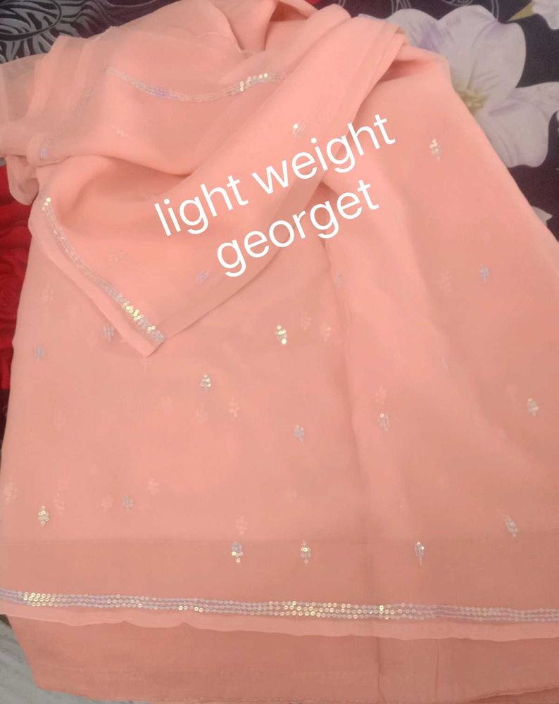 Lightweight Peach Georgette Saree