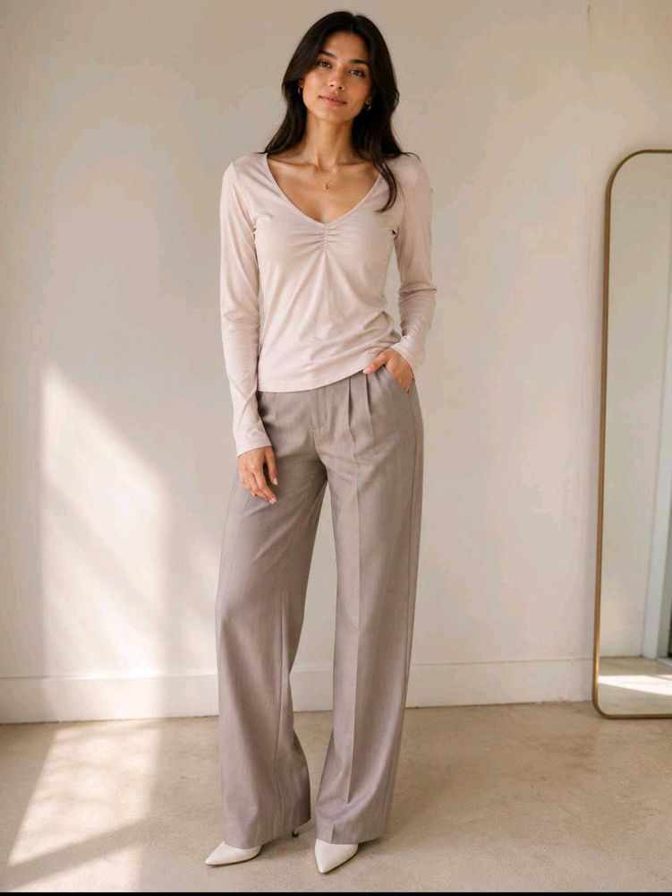 Elegant Ruched V-Neck Top
