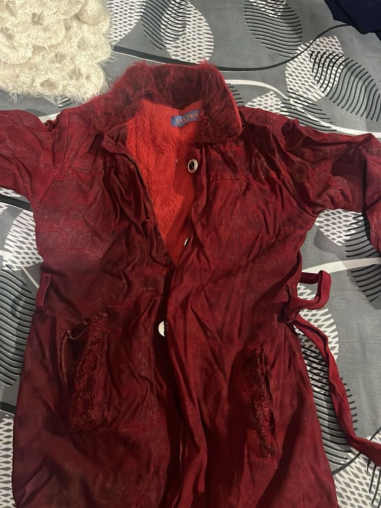 Red Faux Fur Coat