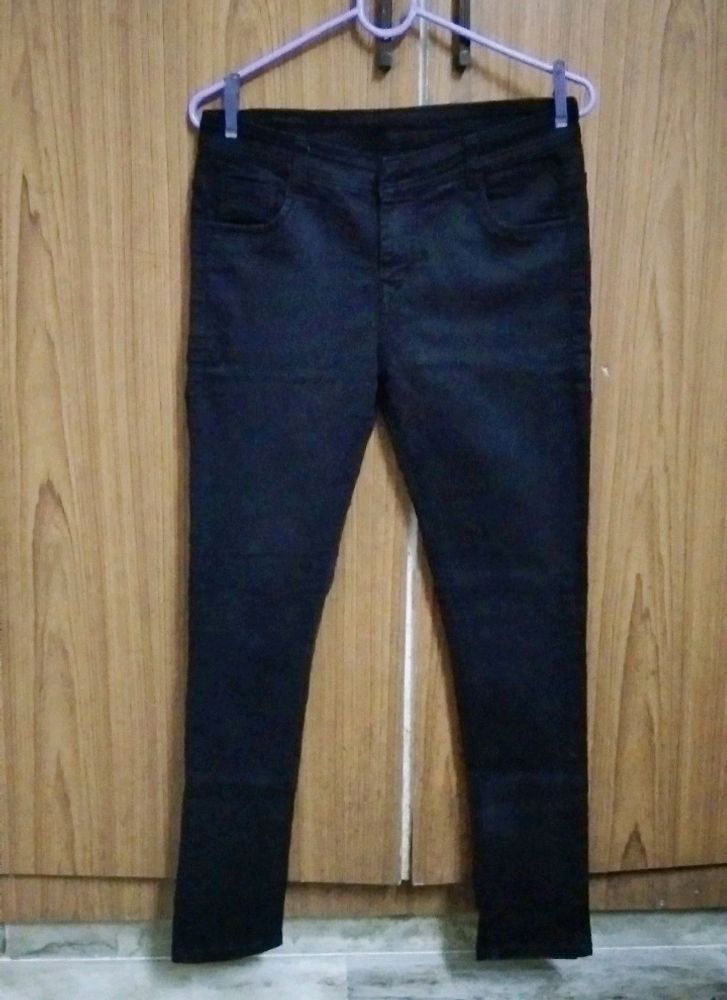 Jet Black Cotton Denim Jeans For Girls 👖