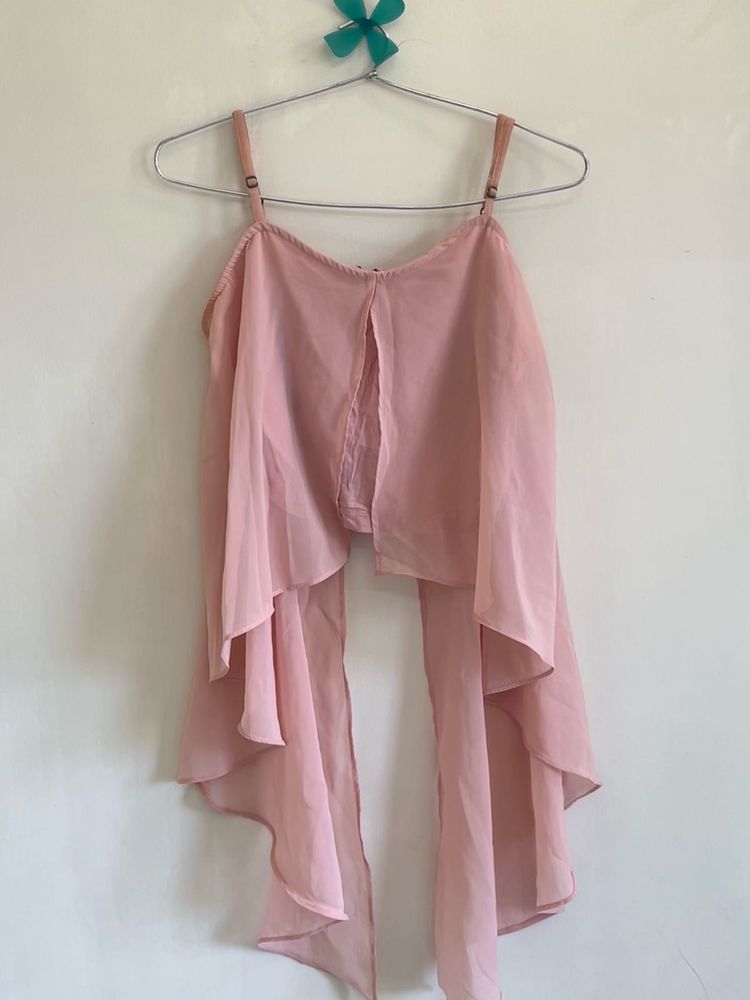 peach flowy top