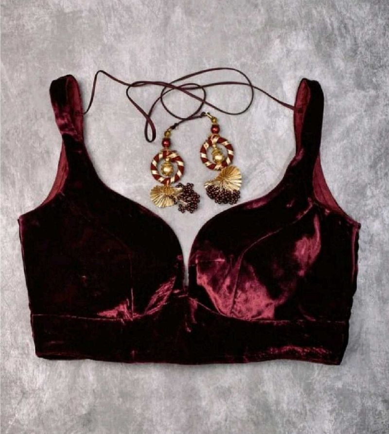 Velvet Sabyasachi Padded Strappy Blouse