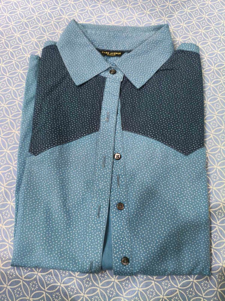 Stylish Blue Polka Dot Shirt