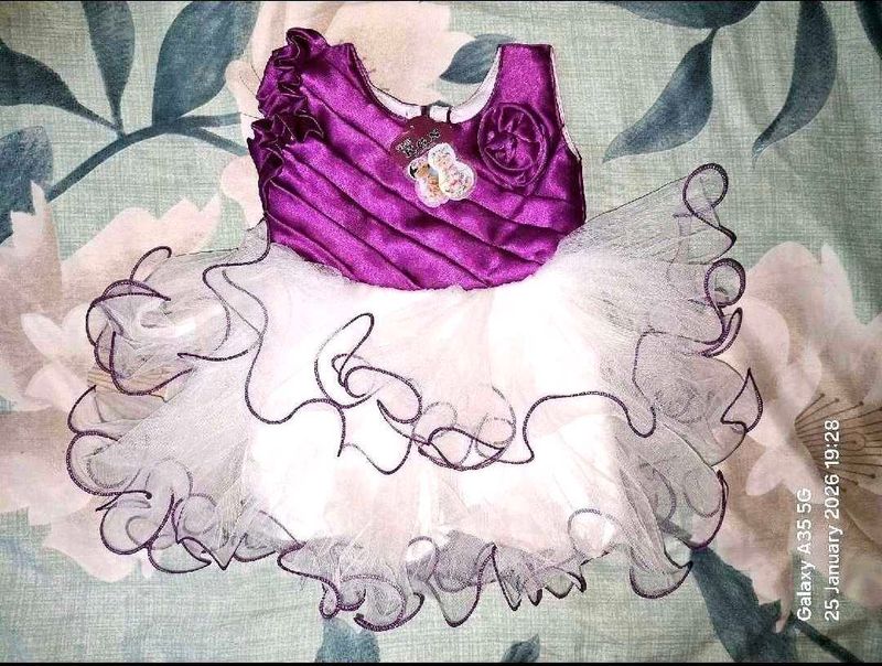 Adorable Purple &amp; White Baby Dress