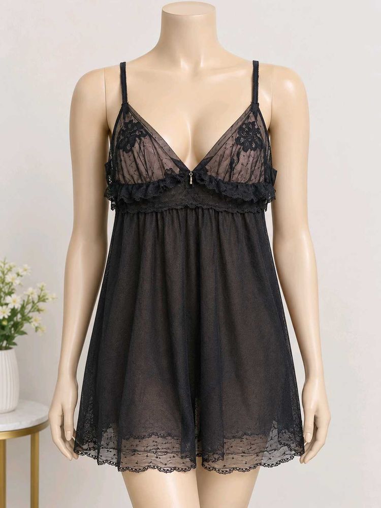 Sheer Lace Babydoll  lingerie free size