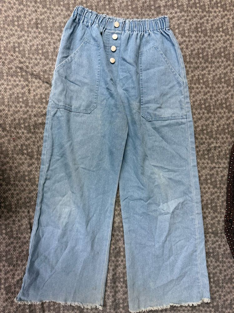 Blue wide leg jeans
