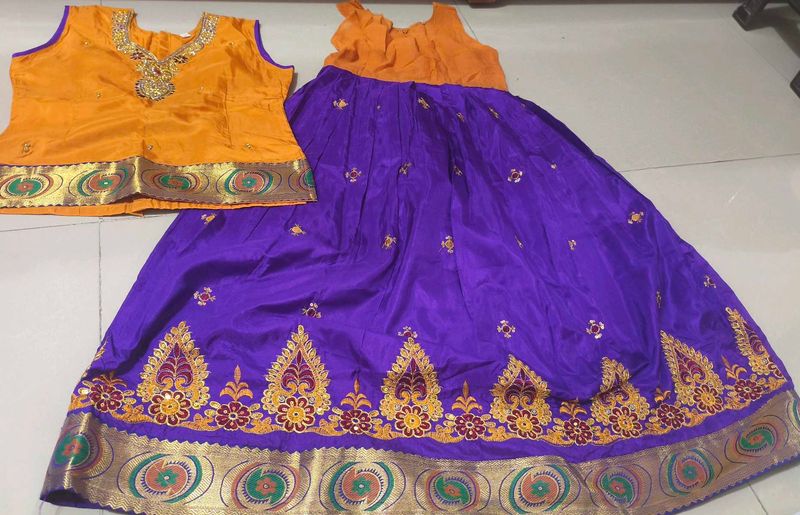 Vibrant Ethnic south indian long dress with jacket