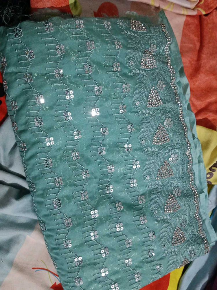 New stones work saree with designer blouse piece