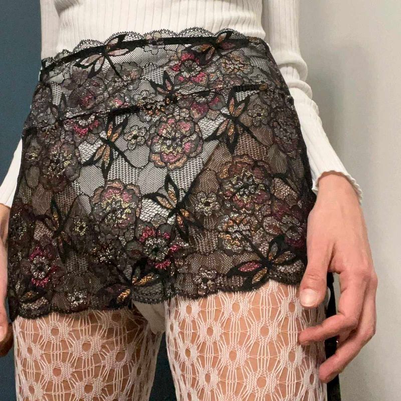 Lace Floral Mini Skirt garter