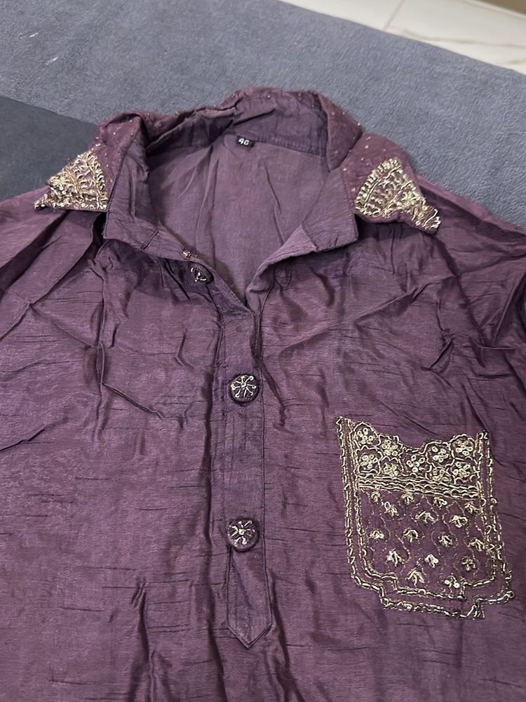 Embroidered Purple Kurta
