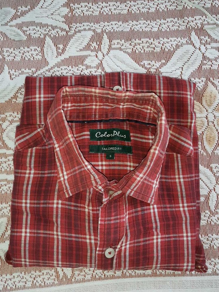 ColorPlus Red Plaid Tailored Fit Shirt