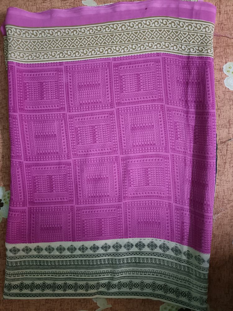 Pink Chiffon Saree