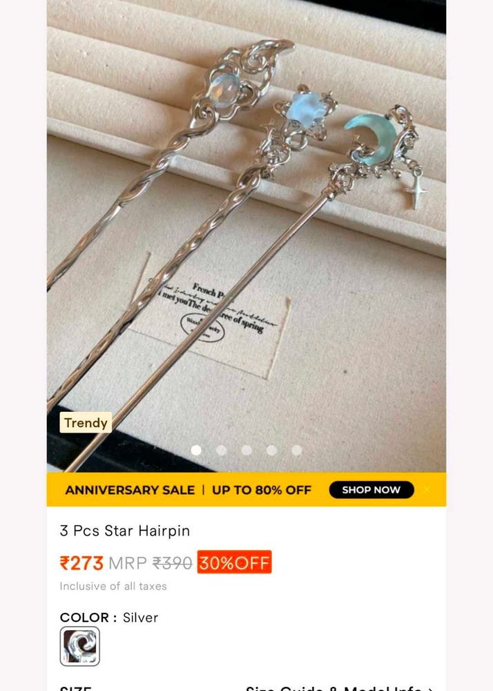 3 Pcs Star Hairpin Set - Elegant Silver