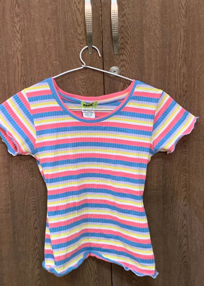 Colourful Ribbed Crop Top