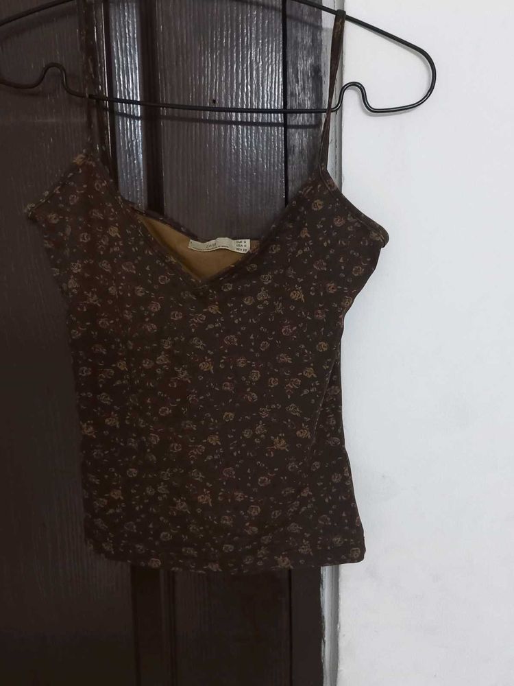 zara brown tank top