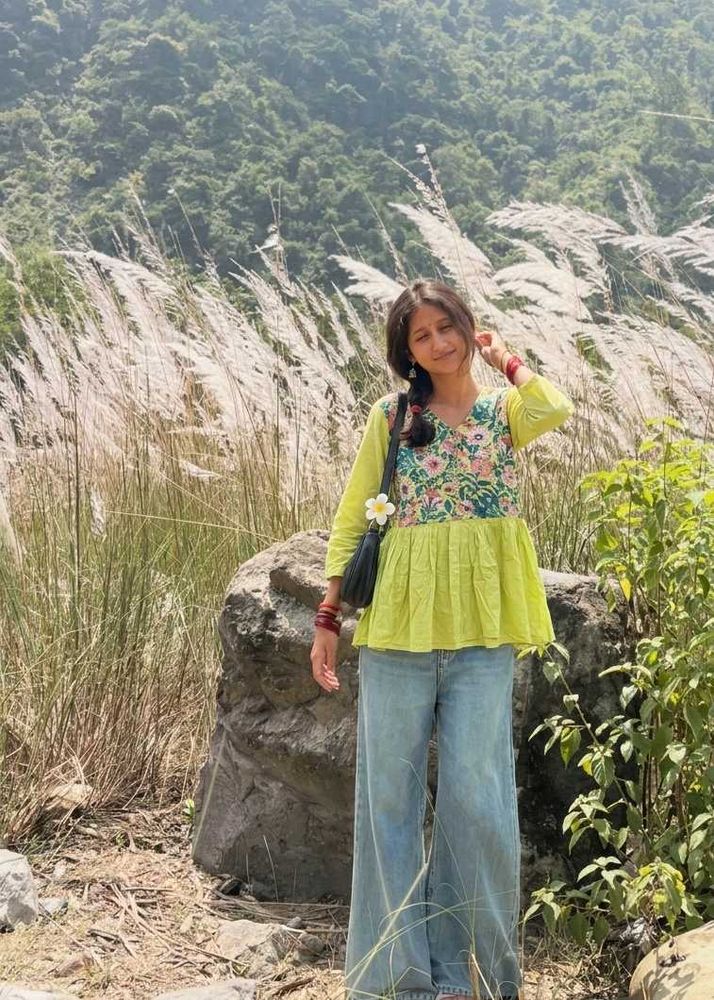 V-Neck Floral Print Kurta