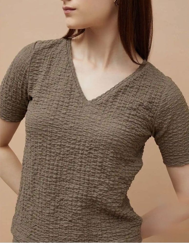 Textured Short Sleeve Top