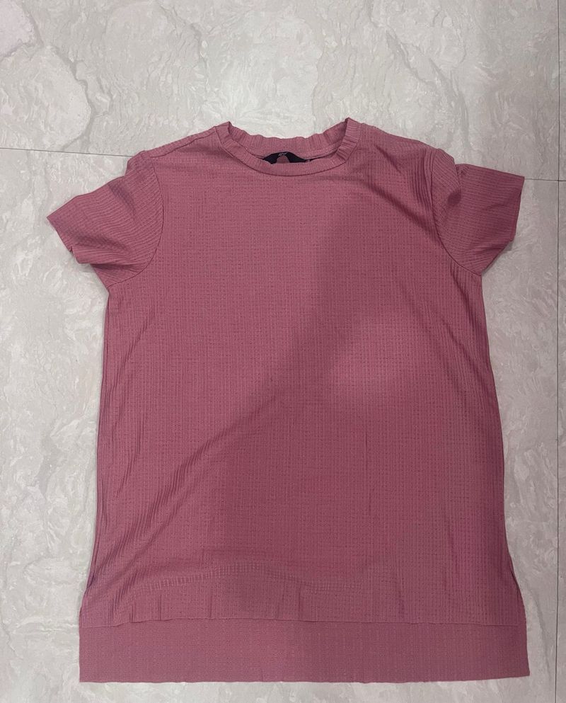 Dusty Rose Ribbed T-Shirt