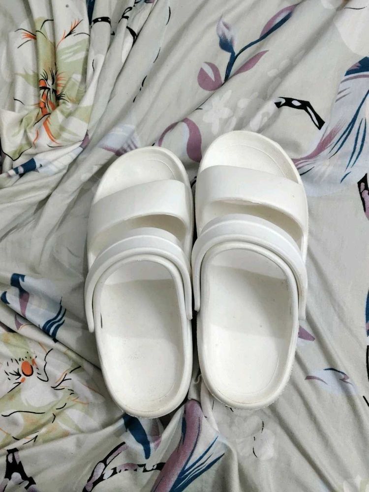White Slide Sandals