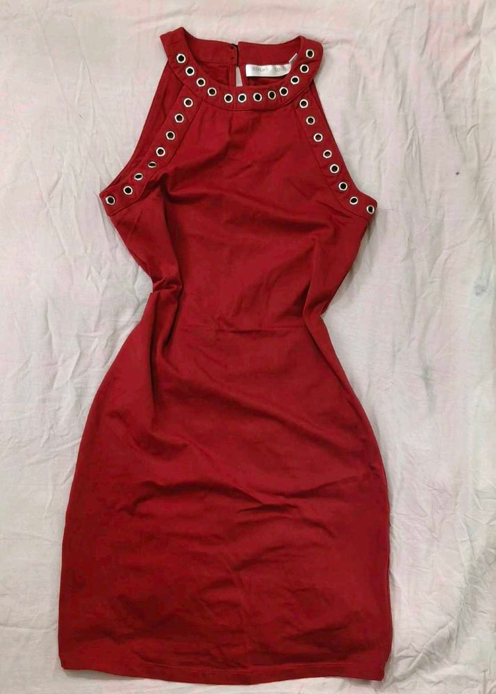 Red Sleeveless Eyelet Dress