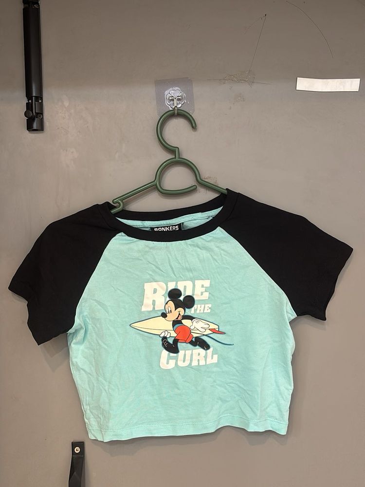 BONKERS CORNER Mickey Mouse Cropped T-Shirt