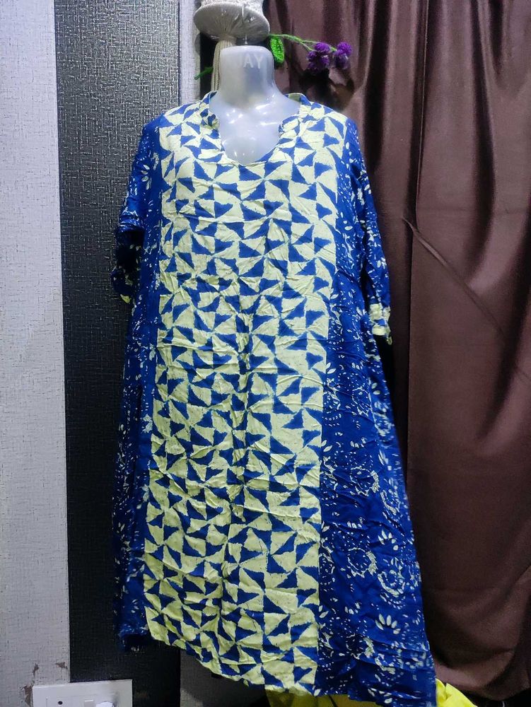 Blue &amp; Yellow Print kurta 3XL