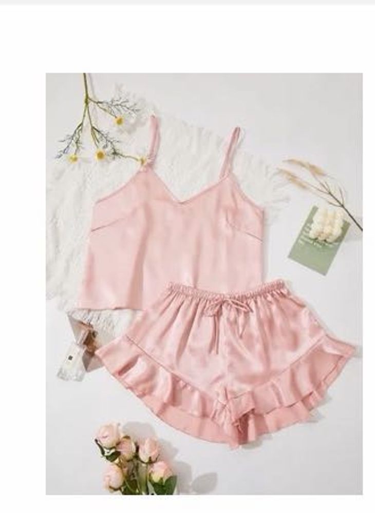 Satin Ruffle Sleep Shorts