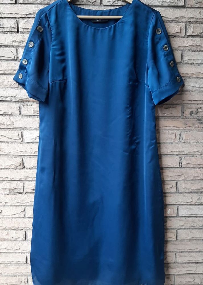 Elegant Blue Short Sleeve Dress