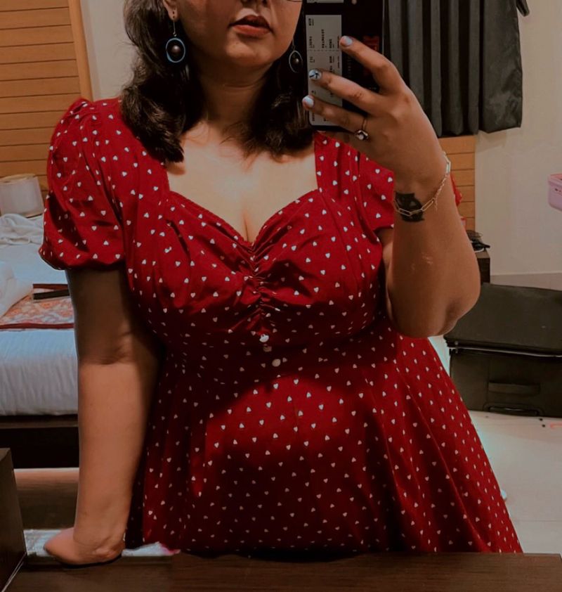Charming Red Heart Print Dress