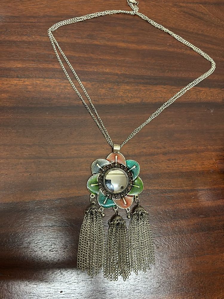 Boho Chic Floral Mirror Necklace