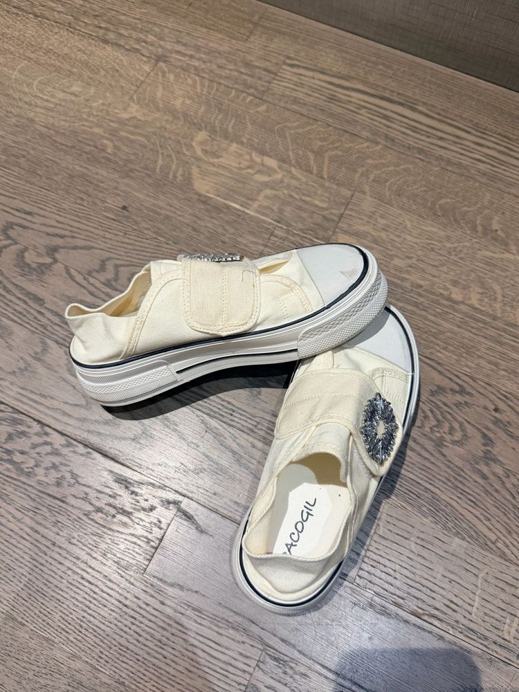 Cream Jeweled Sneakers